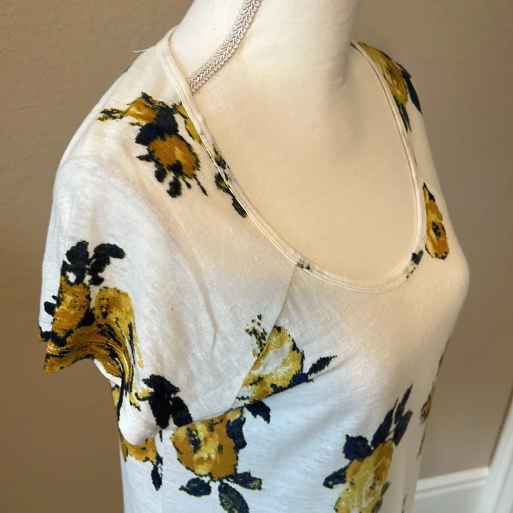 Lucky Brand Linen Blend Short Sleeve Floral Tunic - Picture 9 of 12